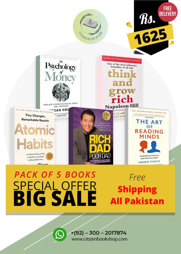 Pack of 5 books Rich Dad Poor Dad + Atomic Habits + Think And Grow Rich + The Psychology Of Money + The Art of Reading Minds